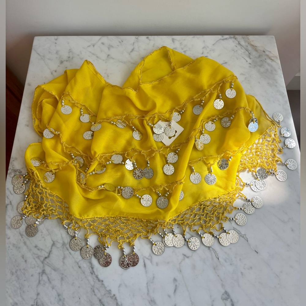 Yellow and silver-coin dance belt